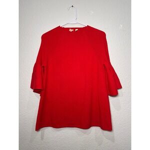 Moth by Anthropologie Red Bell Sleeve Knit Top Sweater Size S